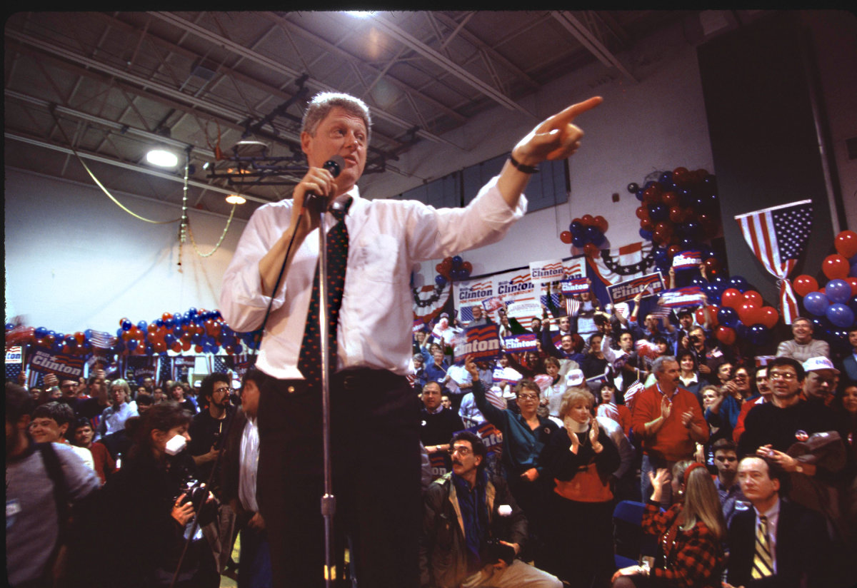 Bill Clinton campaigning in New Hampshire.
