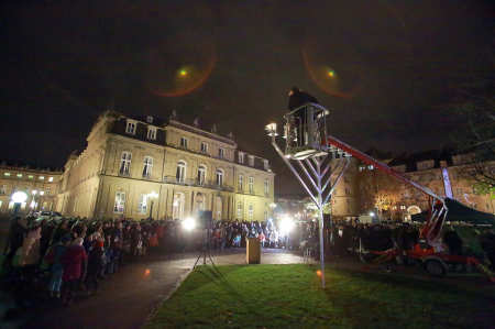 Lighting of Hanukkah menorah, Stuttgart.
