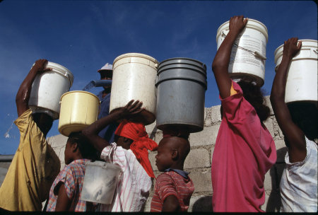 Waiting for water in Port-au-Prince, Haiti