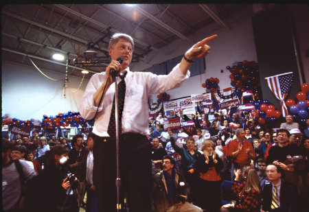 Bill Clinton campaigning in New Hampshire.