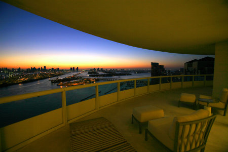 View of downtown Miami, from a Miami Beach condominium.