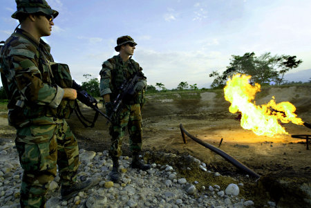 U.S Special Forces on combat patrol. Saravena, Colombia.