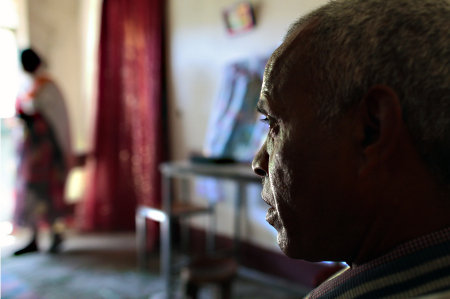 Gebretsahme WeldeSelase is dependent on wife Amsale Taye to take care of him, 24 hours a day. 